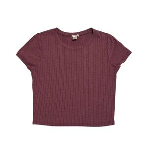 Burgundy ribbed crop top | Large
